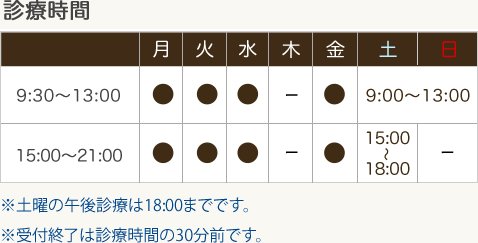 せきめ歯科クリニックの診療時間